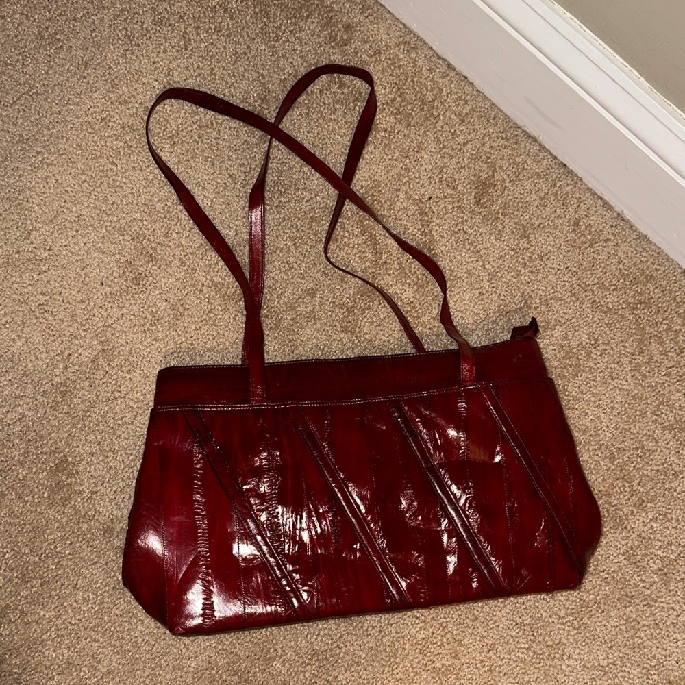 Elegant Red Genuine Eel LeatherWomen's Handbag